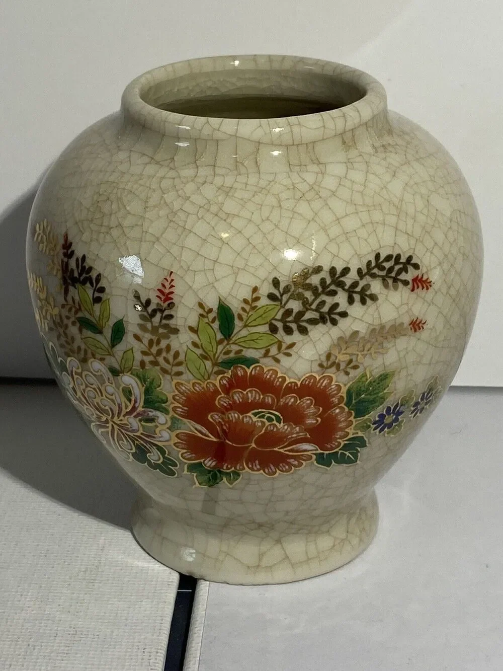 Japanese Ginger Jar Vase Flowers Vintage Porcelain